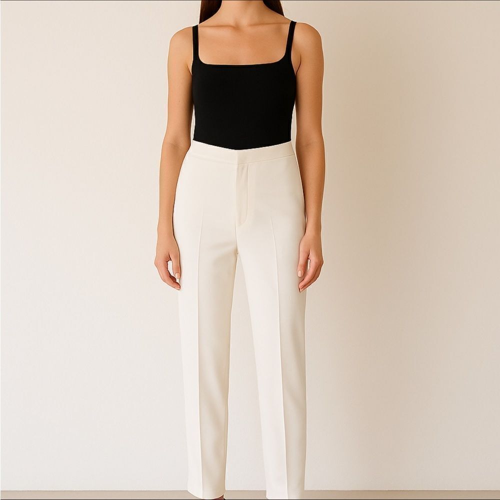 Revolve Chloe Eggshell White Straight Leg Trousers